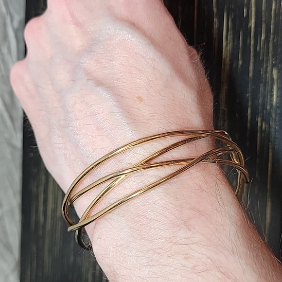 Gold Tone Bangle Cuff Bracelet - Picture 3 of 4